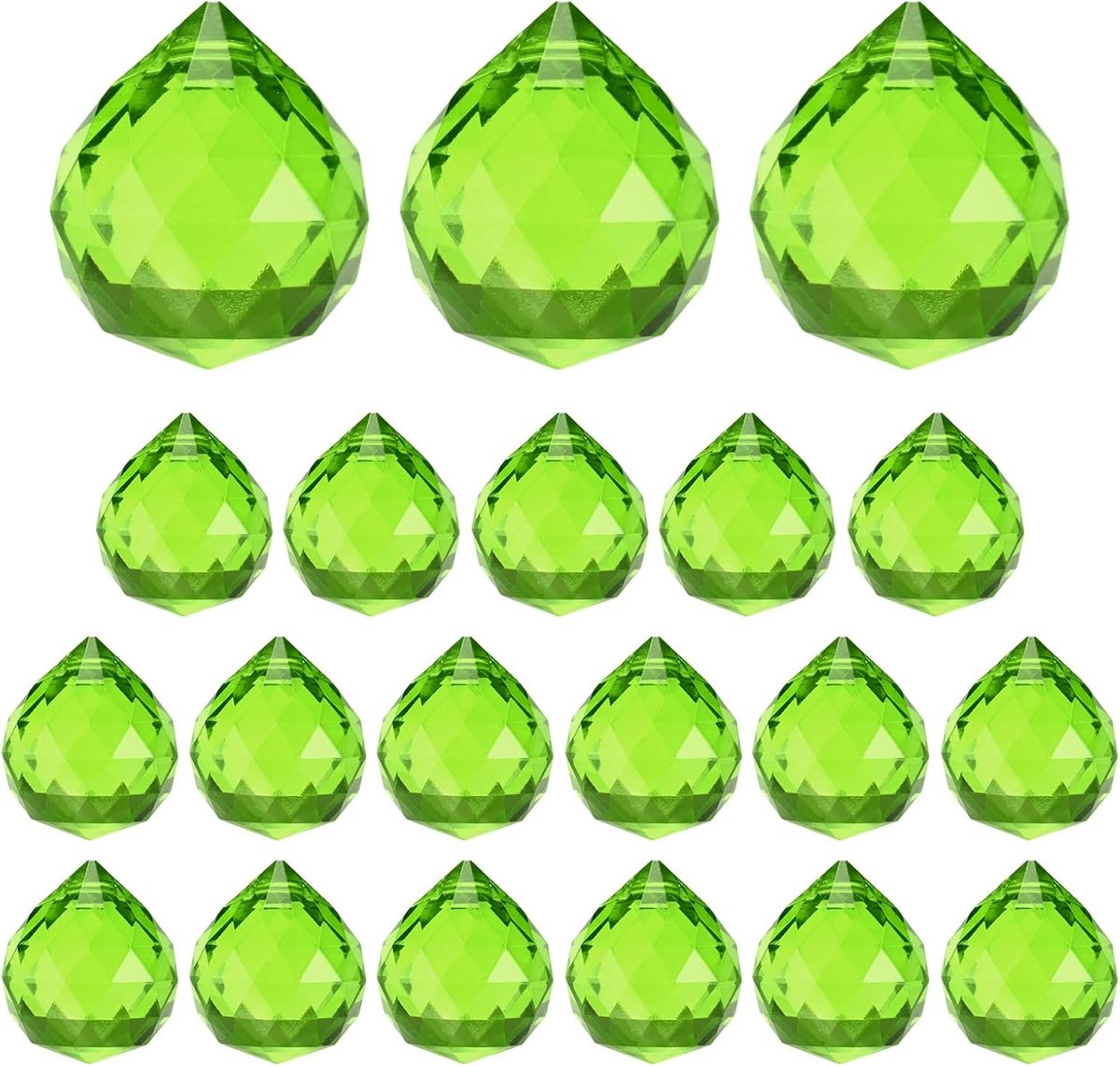 Set van 20 kristallen bolprisma's, 24 mm kroonluchter hanger maker hangende kristallen kroonluchter prisma's voor thuis/ramen/tuin/doe-het-zelf decoratie [groen]