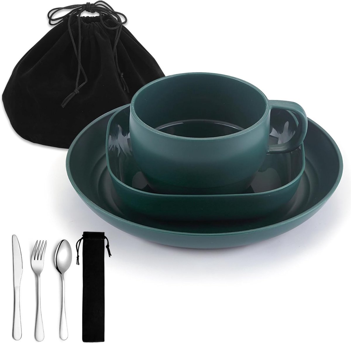 Complete Camping Keuken Set met Borden, Schalen, Koffiemok en Reisbestek - Ideaal voor Thuis, Buiten, Picknicken en Kamperen