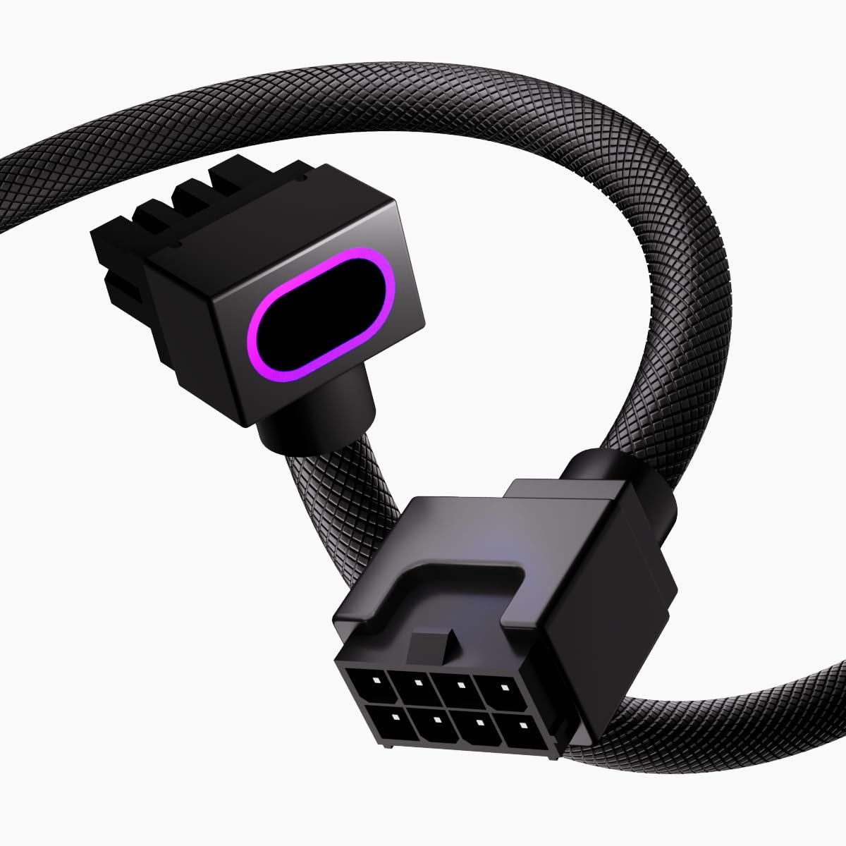 8-polige CPU-verlengkabel, ARGB pc-kabel met 5 V 3 pins, 18 AWG 90 graden rechthoekig ontwerp voor schonere pc-constructies, stekker naar bus, geschikt voor verschillende