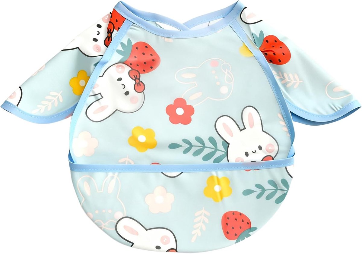 Slabbetje voor baby's, waterdicht en afwasbaar slabbetje van puur katoen, voor peuters van 12 tot 36 maanden, bescherming tegen vlekken en vocht, ideaal voor eten