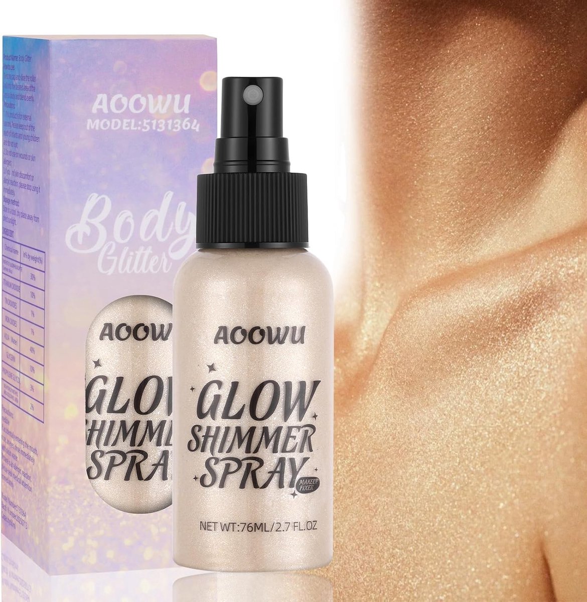 Glitter spray voor haar en lichaam, schitterende glans, festivalaccessoires, make-up en Halloween decoratie, 03