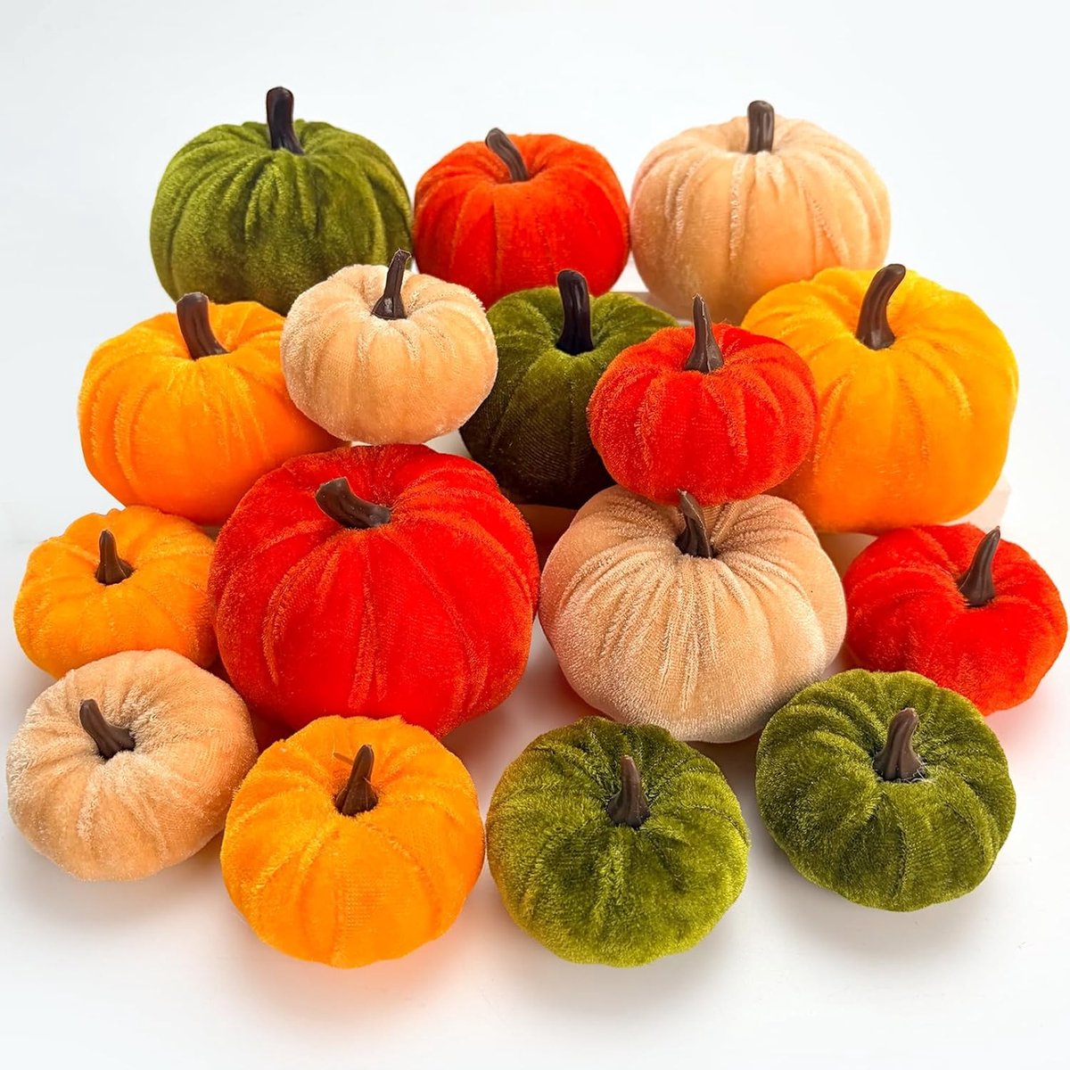 16 stuks pompoenen decoratie herfstdecoratie Halloween decoratie pompoen kleine kunstmatige pompoenen van fluweel voor tafeldecoratie Thanksgiving herfstfeest bruiloft en binnen
