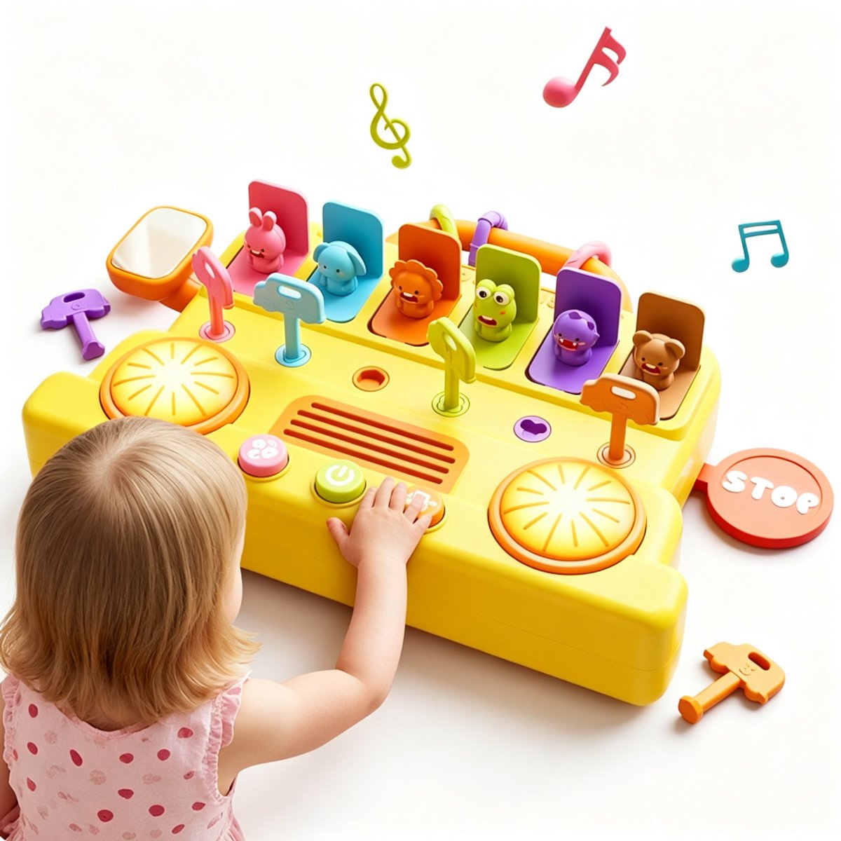 8-in-1 Drukke Bus Montessori Speelgoed, Educatieve Activiteitenbus voor Baby en Peuter 18 Maanden+, Interactief Leerspeelgoed met Geluid en Licht, Cognitieve Ontwikkeling, Cadeau voor Jongens en Meisjes