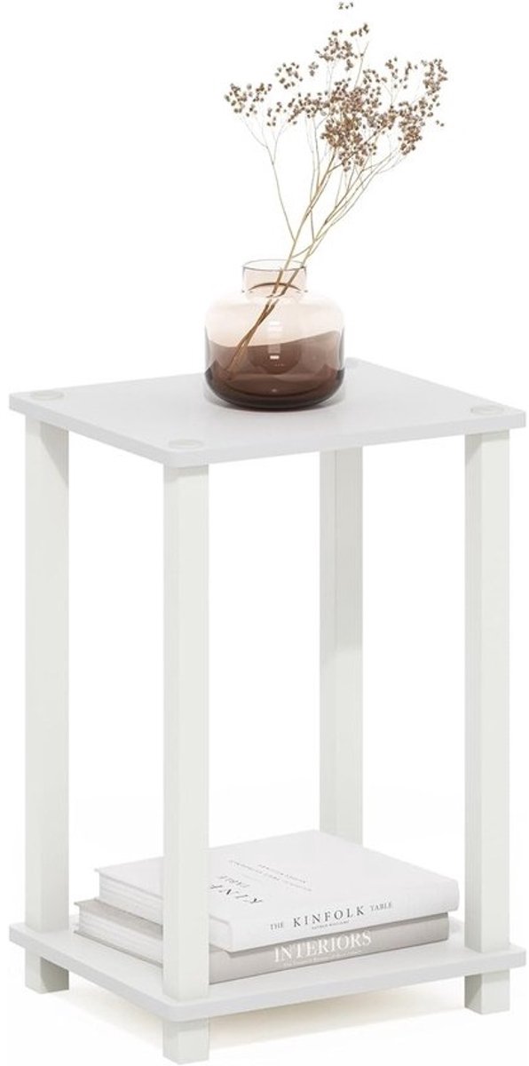 Kleine bijzettafel - Hoektafel - Woonruimte inrichten - Stabiel en compact - 34x29x50 cm - Wit