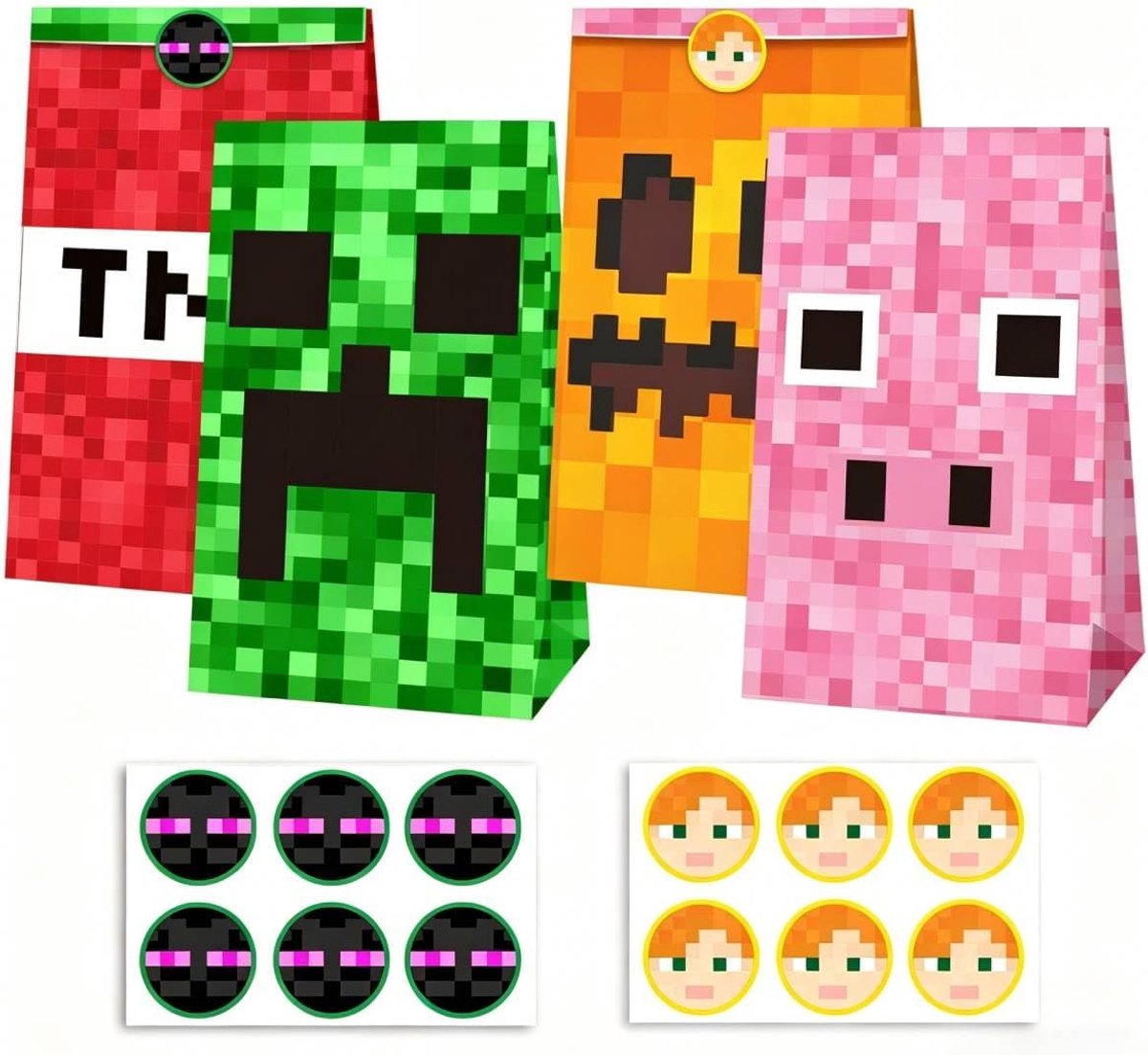 Cadeauzakjes voor kinderverjaardag, 12 stuks papieren zakjes, snoep met 12 stickers, snoepzakjes voor snoepbar, cadeaus voor de eerste schooldag, geschenken, feestaccessoires