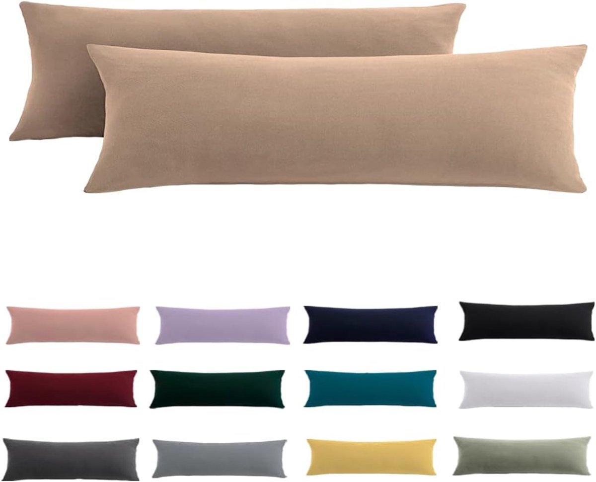 SP® Zijslaapkussen - Kussenovertrekken - Zijslaper Kussenhoes - Beige - 145cm x 40cm x 15cm