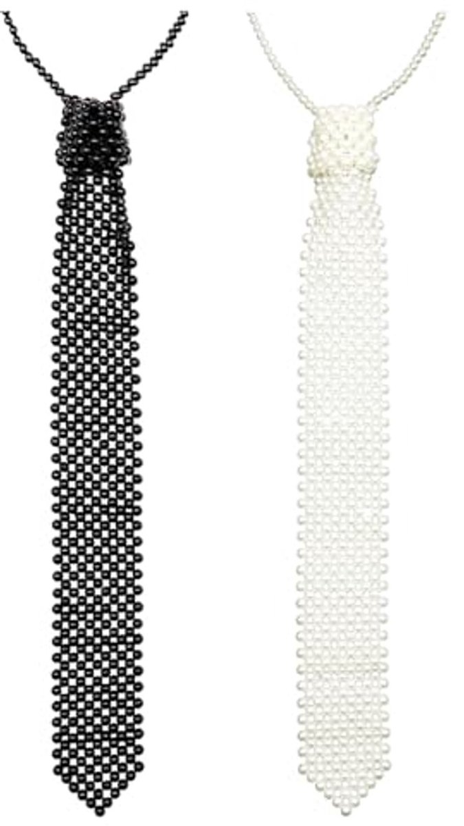 Damesstropdassen - Damesstropdassen met imitatieparels en kralen - Kledingaccessoires - Shirtaccessoires