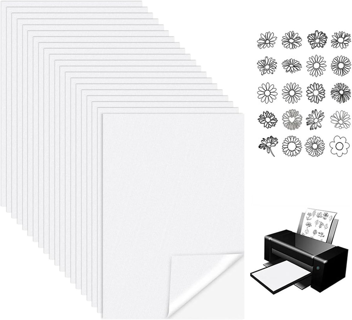 20 stuks wateroplosbare borduurstabilisator, zelfklevend borduurpapier A4 voor printen en tekenen, borduurpatronen vlies voor machinaal borduren DIY-projecten
