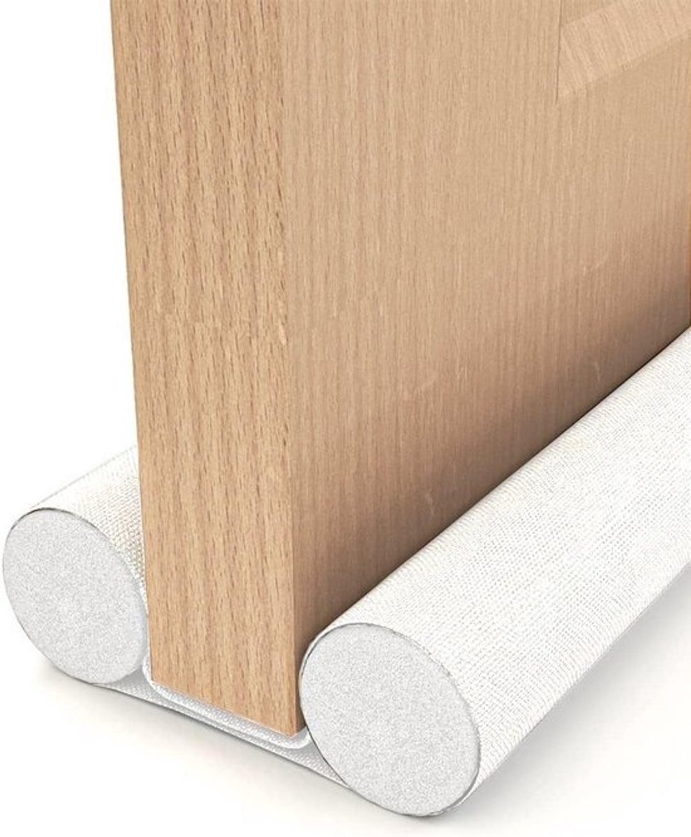 NTHProducts - Double Draught Stop - Deur tochtstrip - Waterdicht Oxford stof - Wit - Isolatie onder deur - Voorkom tocht - Voor binnen en buiten