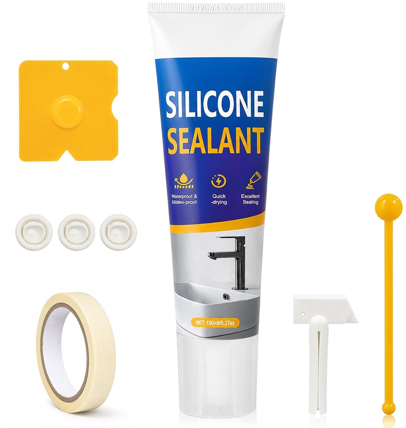 Siliconen afdichtmiddel 150 ml - transparant wit - waterdicht - ideaal voor sanitair - m-winkel