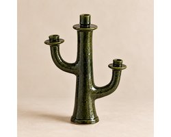 Grote Keramische Kandelaar 3-Arms – Groen – 44 x 30 cm – Handgemaakt in Marokko – Kaarsenhouder