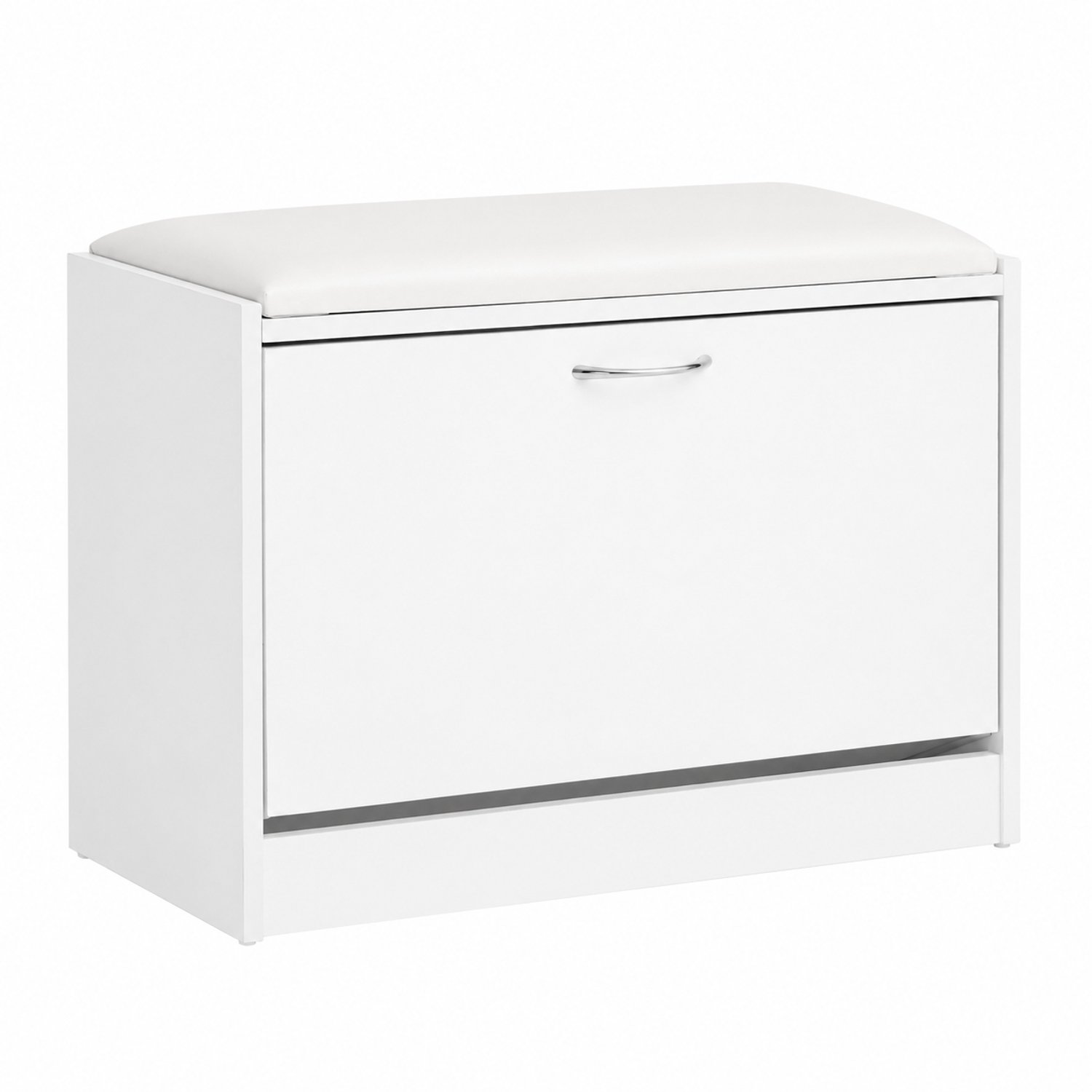 MokoHub Schoenenbank met Zitkussen - Schoenenrek - Schoenenopbergkast met 1 Klep - Zitbank - Smalle Kast - 60x46x30 cm - Wit
