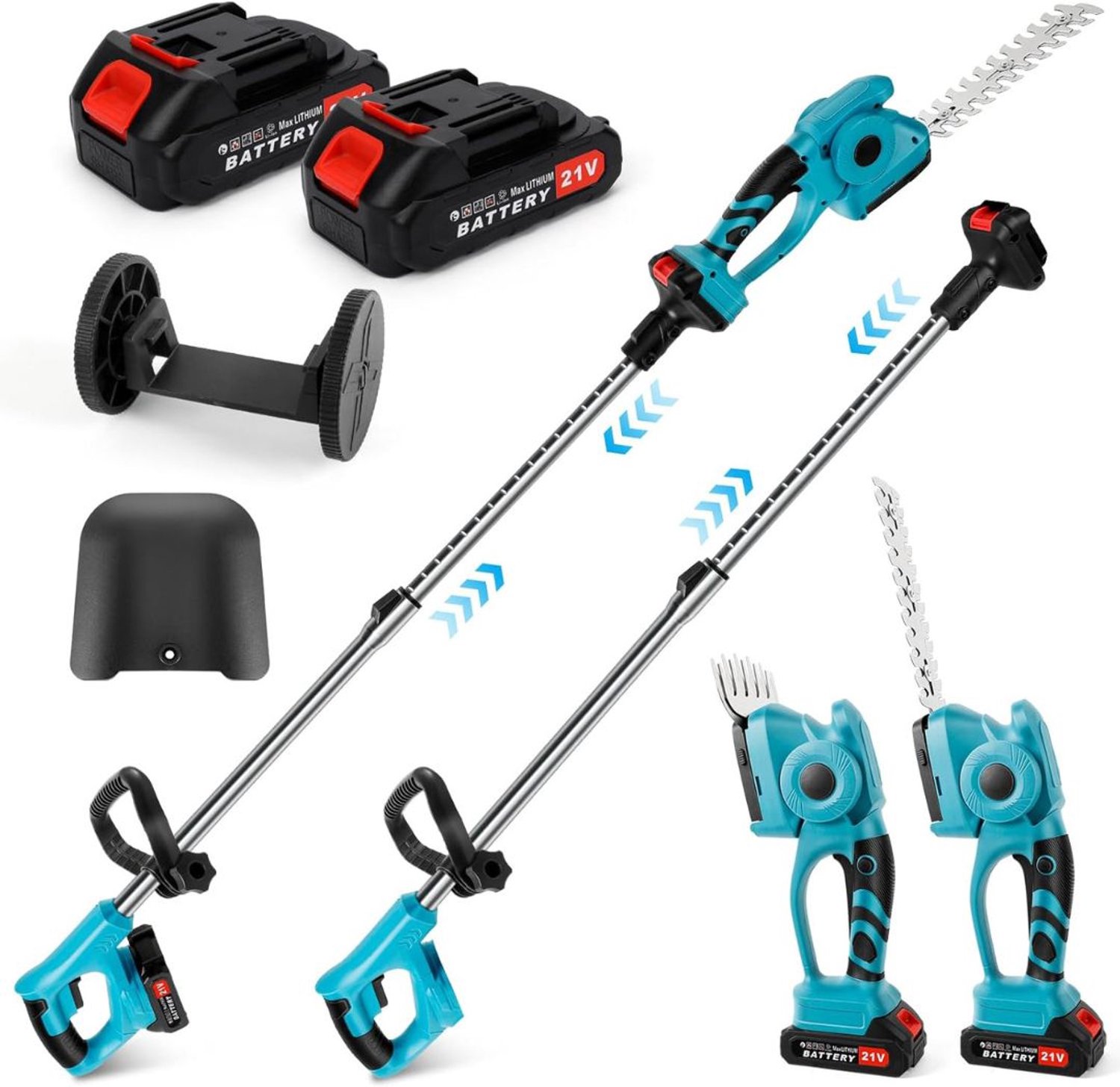 Zolvano® Telescopische Snoeischaar - Mini Kettingzaag - Heggenschaar - Takkenschaar - Takkenzaag - Elektrische Snoeizaag met Accu - Blauwgroen
