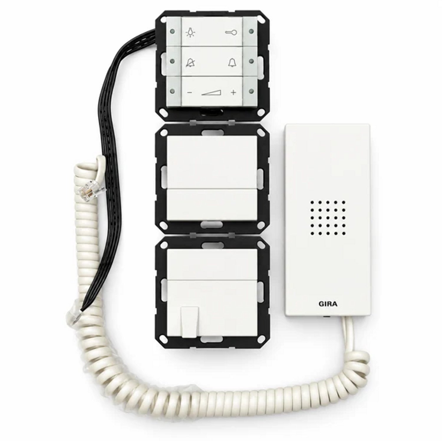 GIRA INTERCOM HUISSTATION MET 3 VOUDIG BELKNOP EN HOORN SYSTEEM 55 PUUR WIT