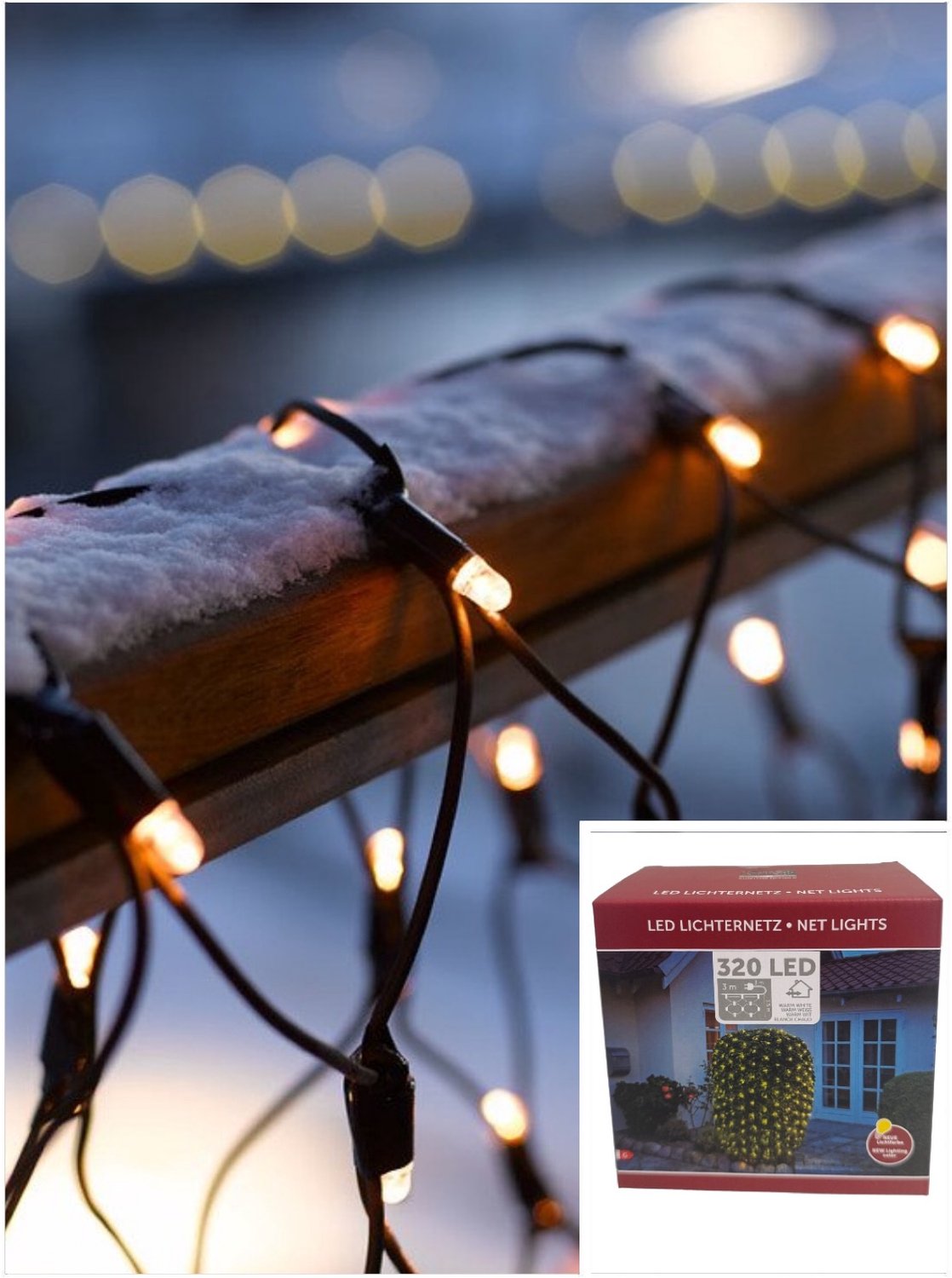 X-MAS LED lampjes lichtnet - 300 x 150 cm - 320 LED - Warmwit - IP44 voor binnen en buiten