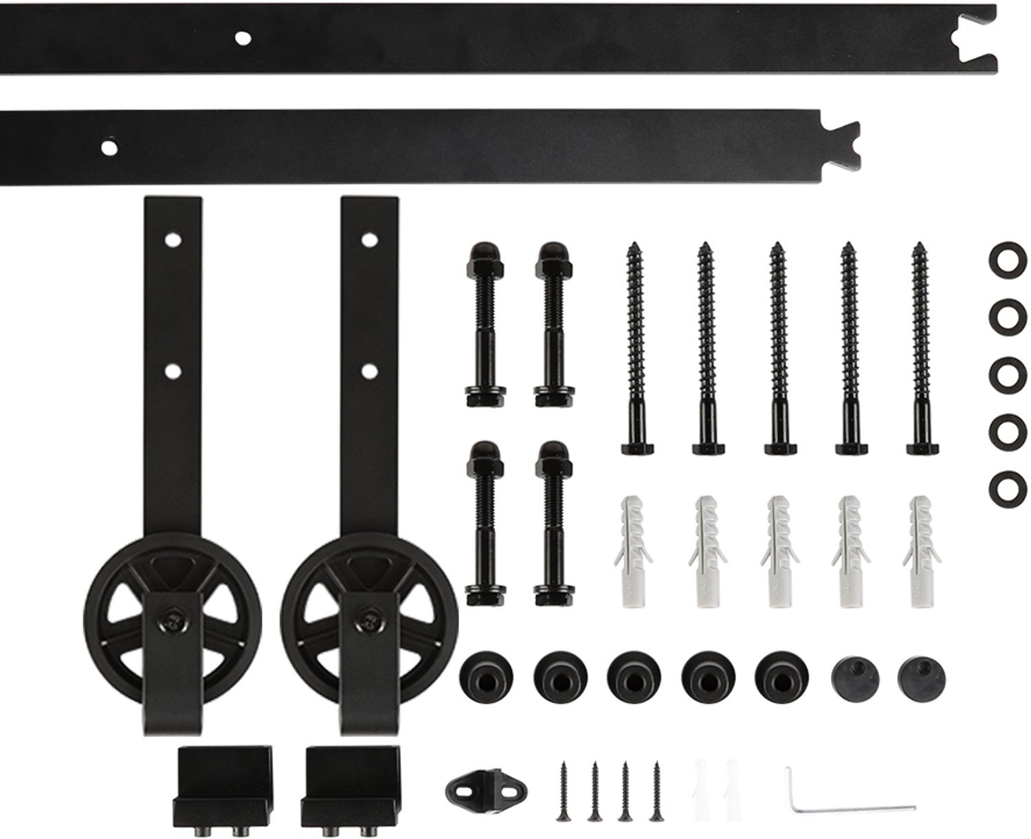 PIPIPOXER Schuifdeursysteem - Schuifdeur railsysteem - complete set met hangrollen - 183 cm rail - Zwart