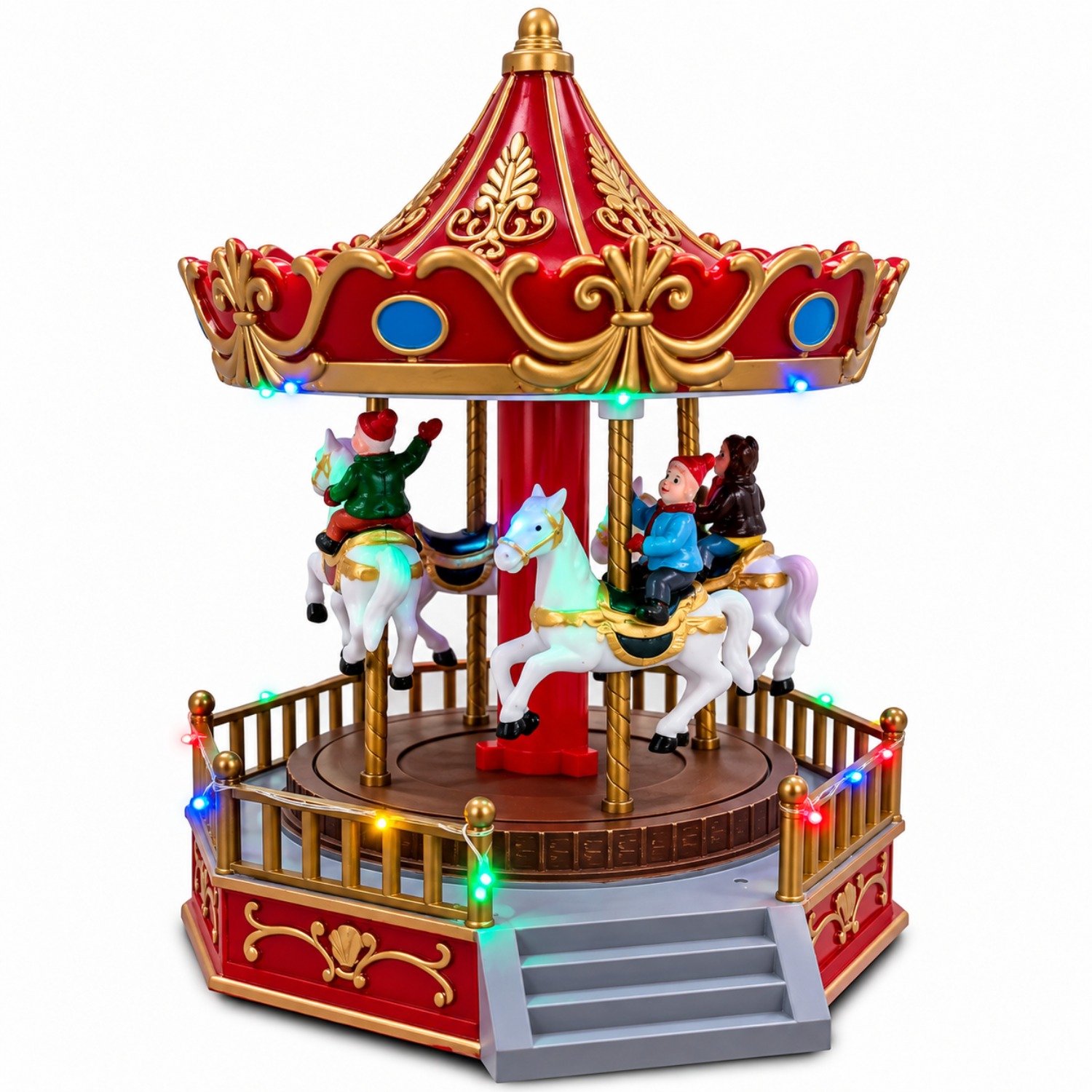 WEB2O - Kerstdorpen Kerstcarrousel decoratie rood diameter 205 per stuk