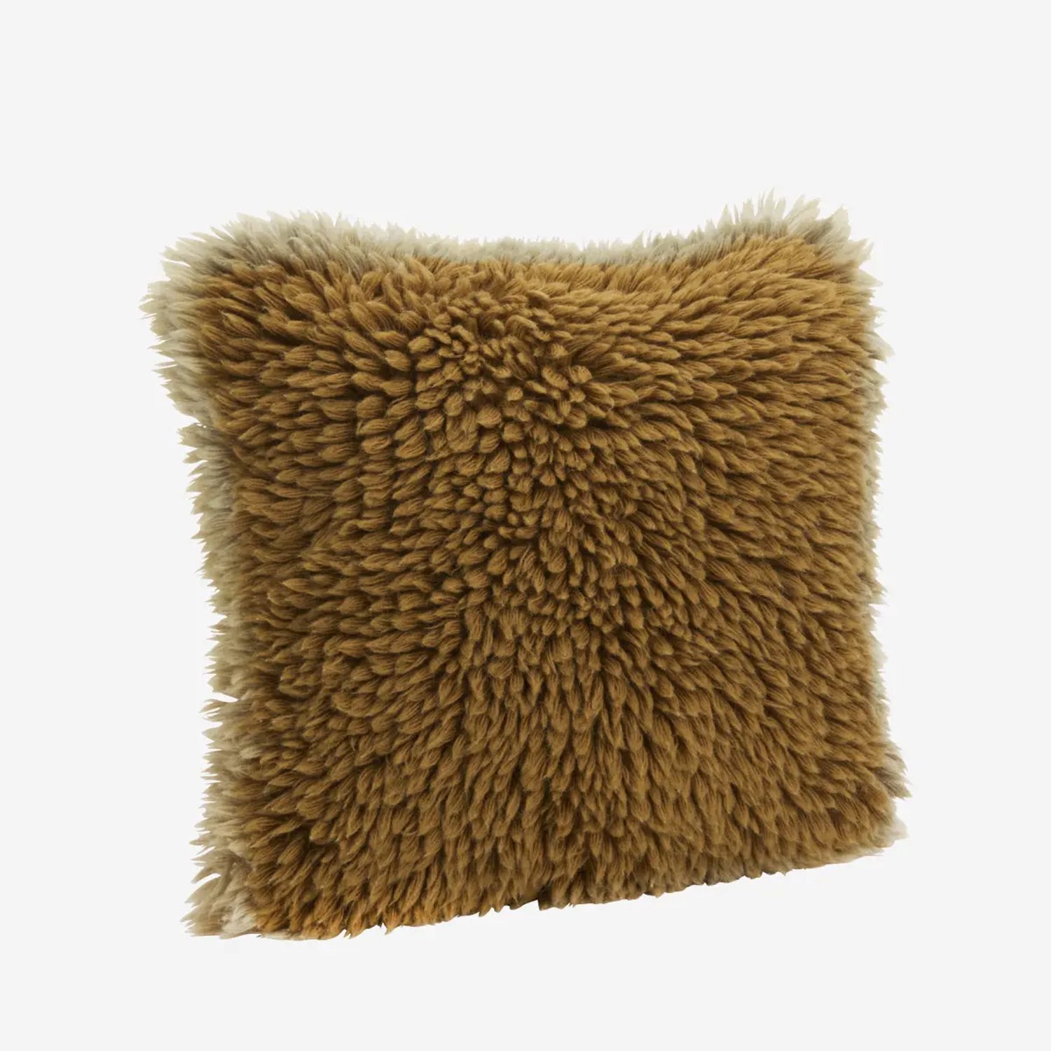 Madam Stoltz Wollen Sierkussenhoes – Mosterd & Beige – 40x40 cm – Handgeweven