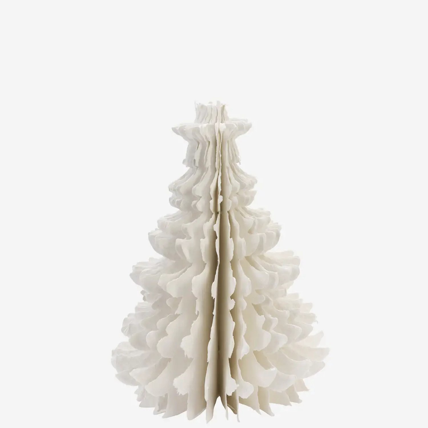 Madam Stoltz Kerstboom van Gerecycled Katoenpapier – Handgemaakt – Off White – 46 cm