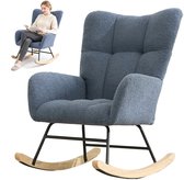 Teddy Schommelstoel - Schommelstoel - Relaxstoel - Ergonomisch - Wiegstoel - Ergonomische Relaxstoel met Houten Basis en Metalen Frame - Marineblauw - Zacht en Comfortabel voor Woonkamer, Babykamer en Slaapkamer