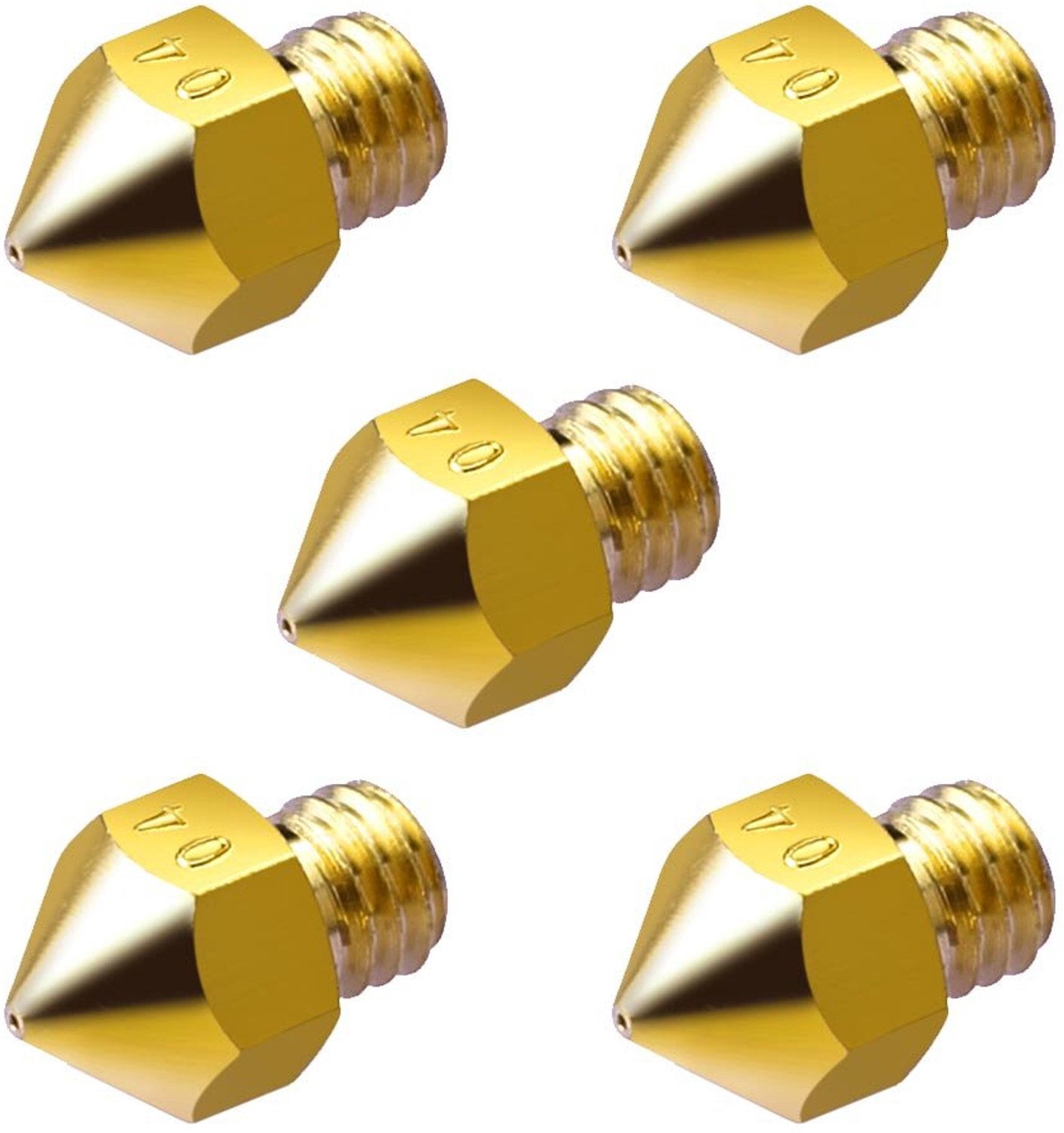 3D-extruder-mondstuk 0,4 mm - messing - 5 stuks - geschikt voor MK8 - m-winkel