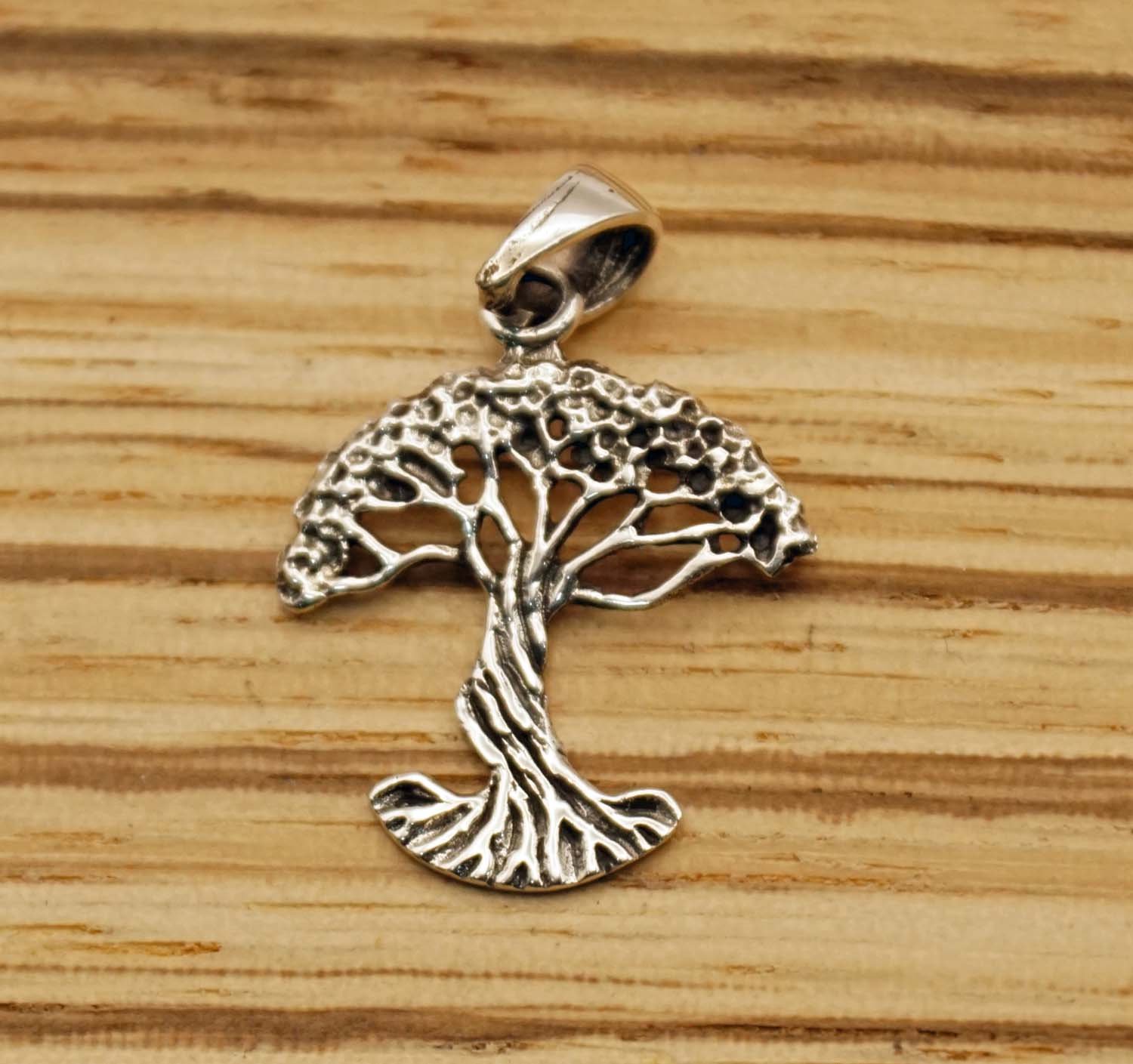 Zilveren hanger boom des leven - sterling zilveren hanger boom op rond schildje - levensboom voor aan ketting - tree of life pendant 925 silver for collier - sierlijke boom als hals hanger