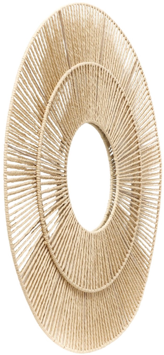 Boltze Decoratieve spiegel met gevlochten lijst MARAL, Ø 75 cm Beige