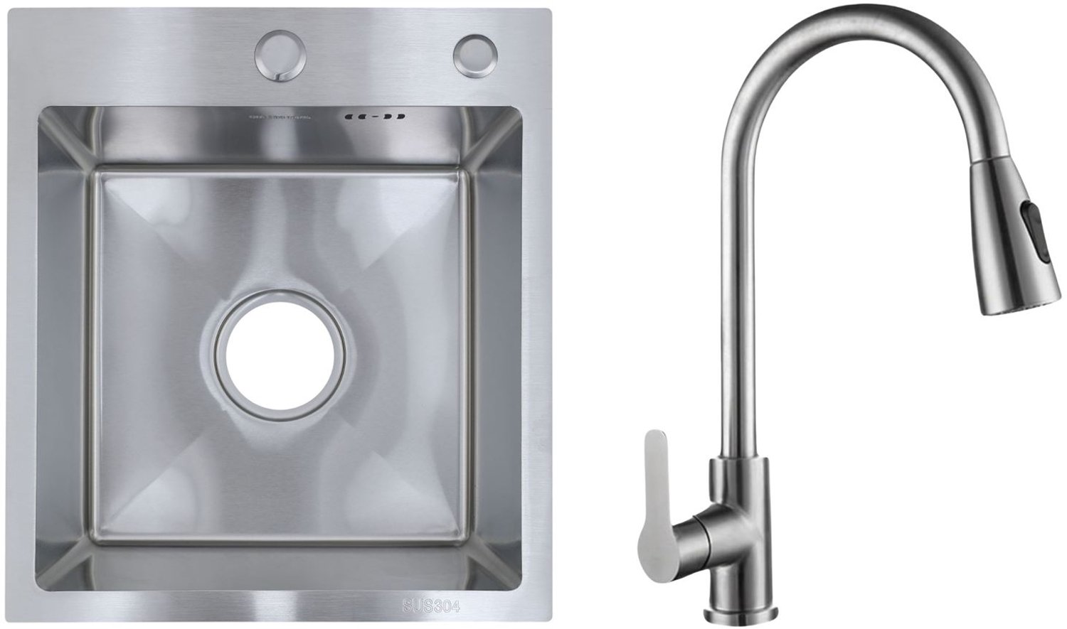 Faizee Home Future RVS Spoelbak Zilver 40x45x22 cm met Wave Kraan