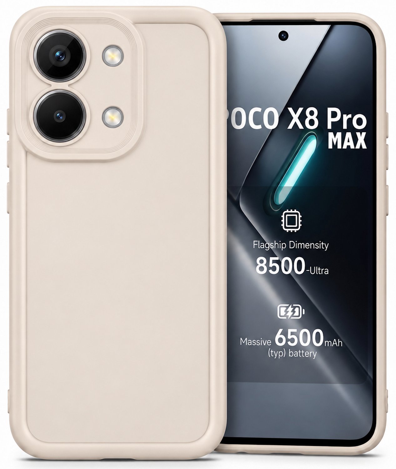 Geschikt voor Xiaomi Poco X8 Pro Max Hoesje - Siliconen Matte Back Cover - Creme
