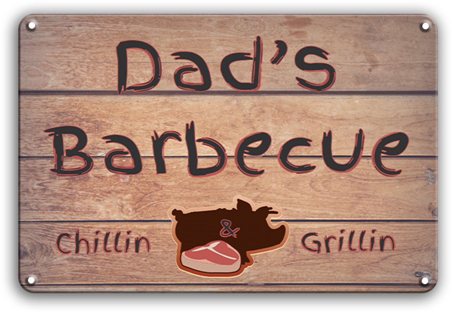 Dad's Barbecue Metalen Wandbord 20x30cm – BBQ Barbecue Tekstbord – Vader Grill Tuin Buitenkeuken Decoratie – Vintage Retro Wanddecoratie