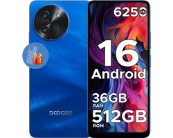 DOOGEE Note59 Pro+ 5G - Mobiele telefoon - Smartphone - 36 GB RAM+ 512 GB ROM - Android 16 - 6,75 in HD+ 120 Hz - 6250mAh/18W - UNISOC T8200 - Camera 50 MP - Face ID - GPS - Blauw