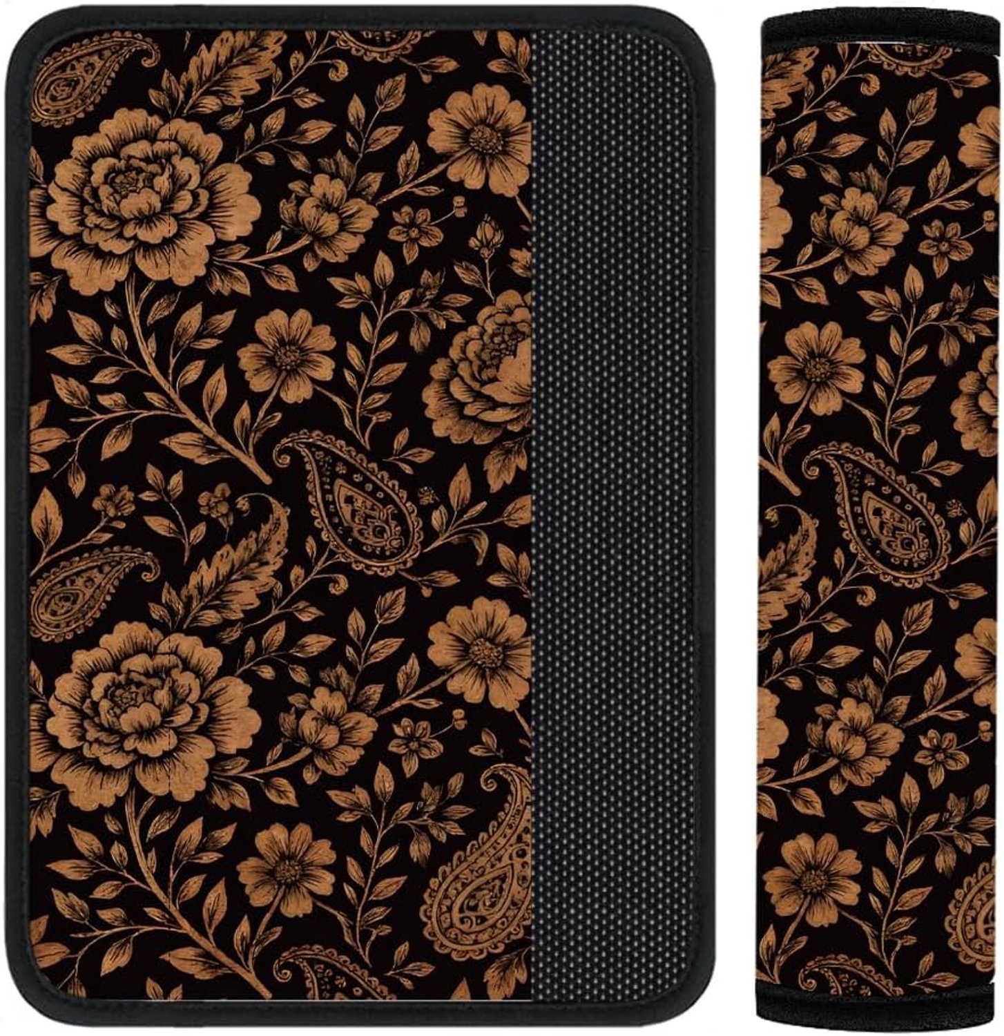 Veiligheidsgordelhoes 2 x 11 cm - comfortabel en zacht - gouden bloemen en paisley patroon - m-winkel