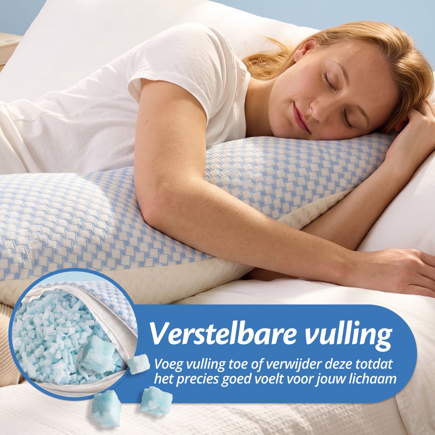Ella Zwangerschapskussen Traagschuim - Luxe Zijslaapkussen - XXL Lichaamskussen of Voedingskussen - Body Pillow – foto 2