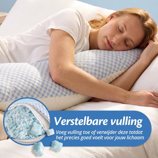 Ella Traagschuim Zwangerschapskussen - Luxe Lichaamskussen - XXL Zijslaapkussen of Voedingskussen - Body Pillow — afbeelding 2