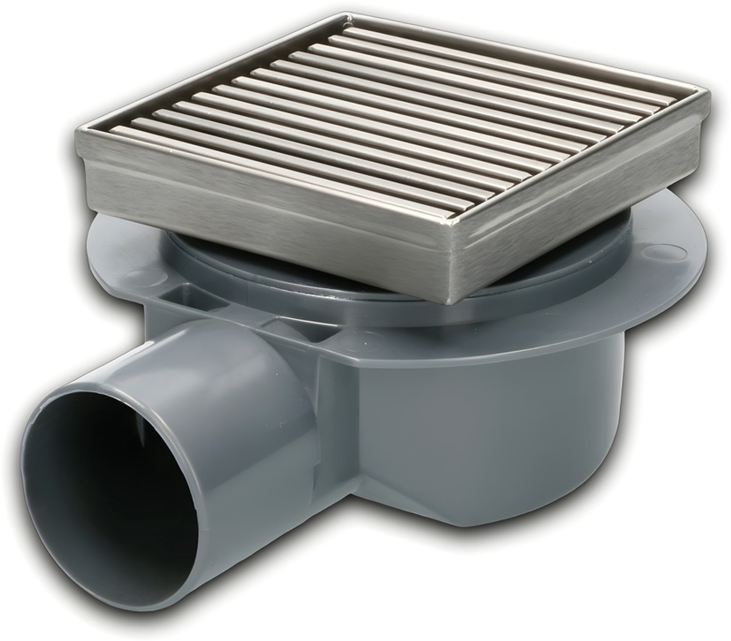 Drovan Vierkant RVS Streepjesrooster BASIS 130 mm Zilver