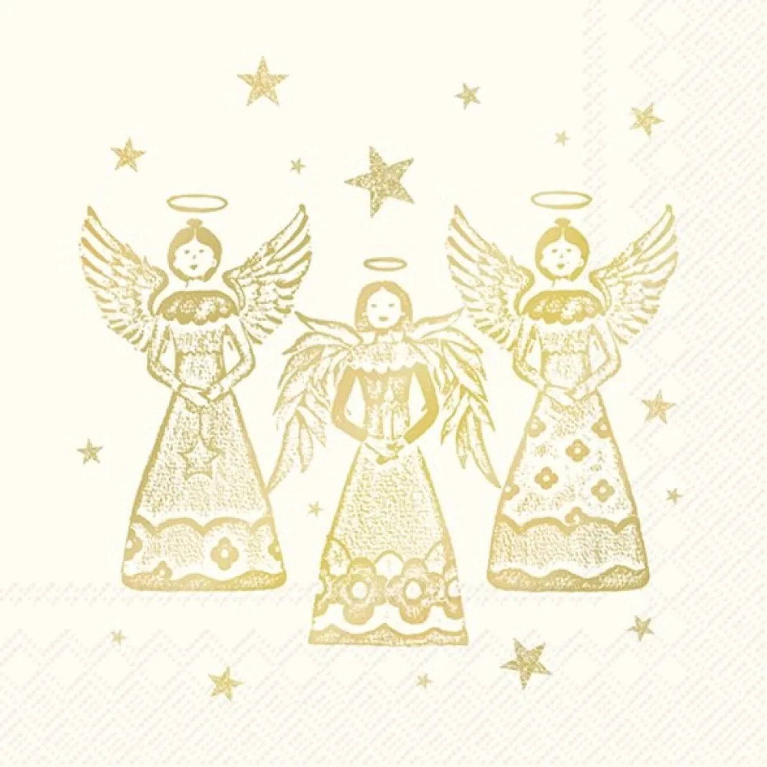 Servetten "BRIGHT ANGELS crème goud" 33x33 cm