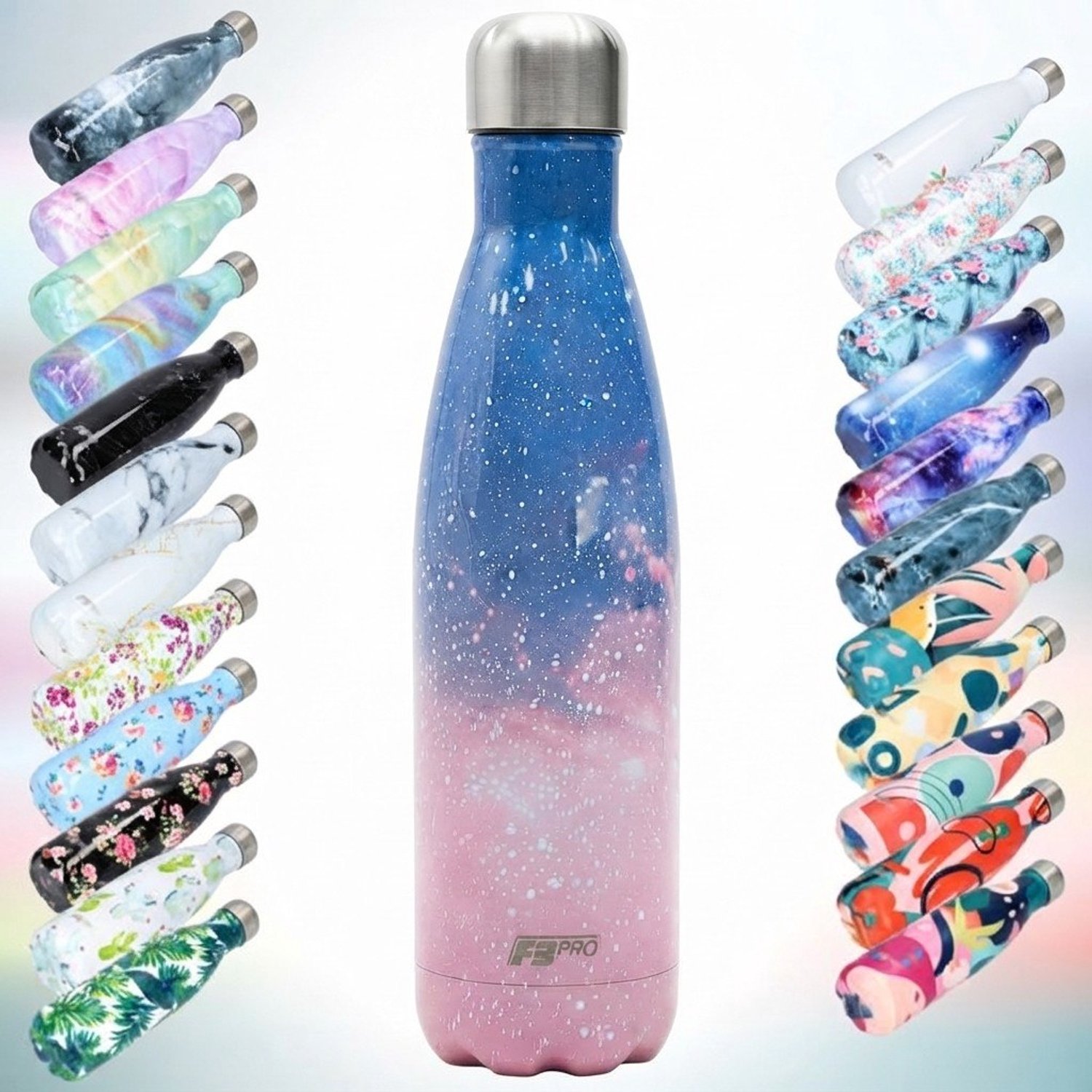 FBFS82, Thermosfles, Drinkfles, Waterfles - Modern & Slank Design - Sterrenhemel - 500ml
