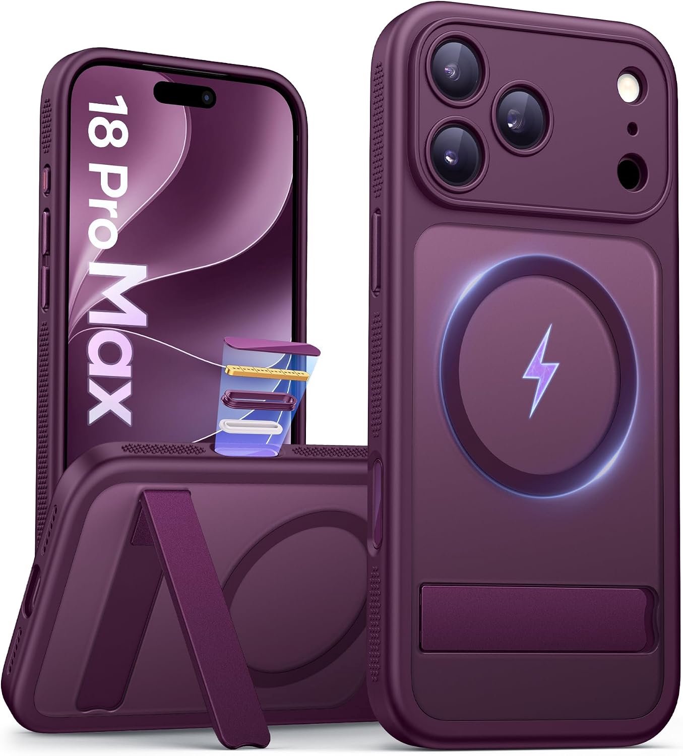 Zandarix Hoesje Geschikt voor Apple iPhone 18 Pro Max - Draadloos Opladen - Camerabedieningsknop - Volledige Camerabescherming - Geschikt voor Mag - Doorschijnend - Back Cover Hoesje - Bordeauxrood