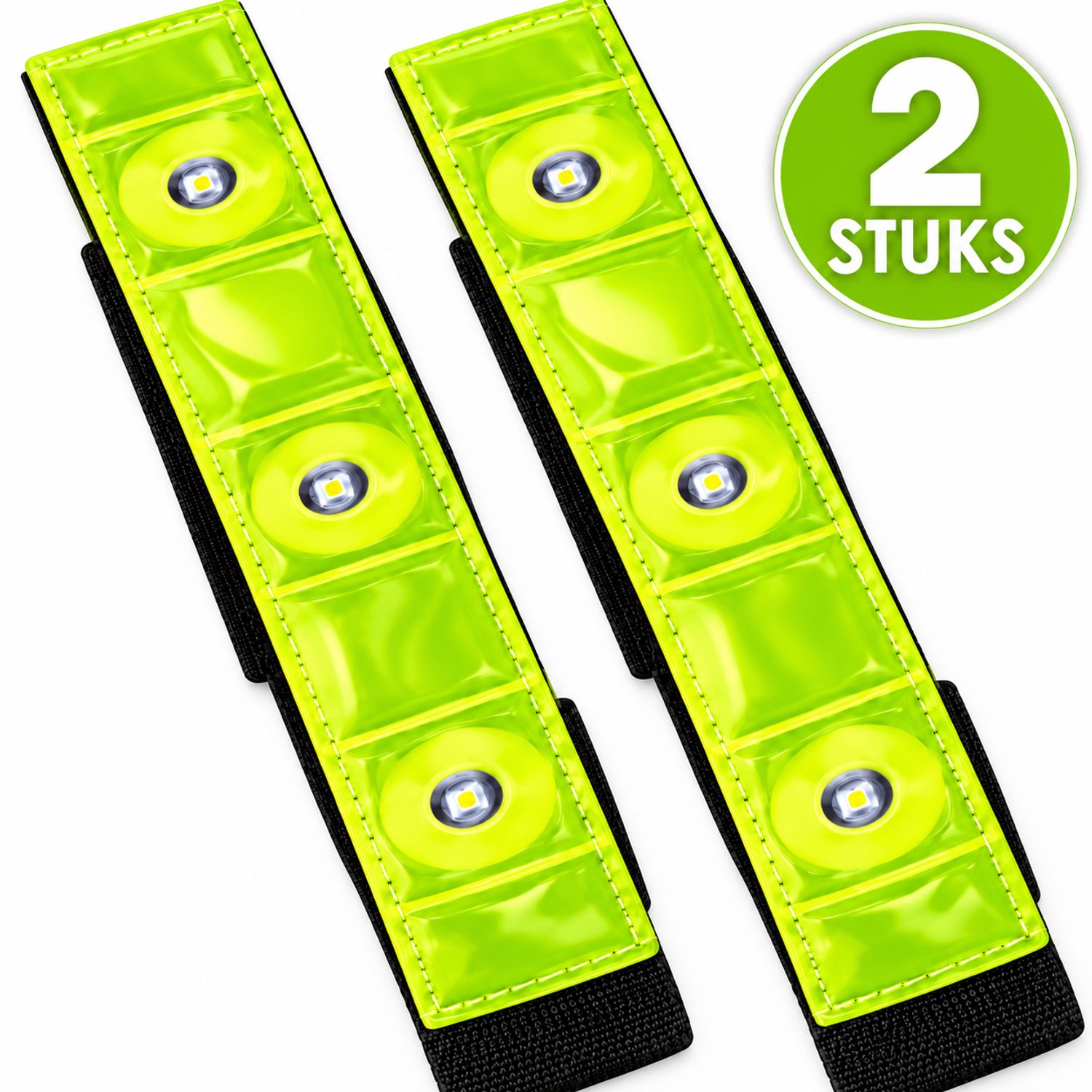 Valero LED Hardlooparmband Reflecterend – Veiligheidslicht voor Hardlopen, Fietsen & Wandelen – Lichtgevende Armband – 2 Stuk