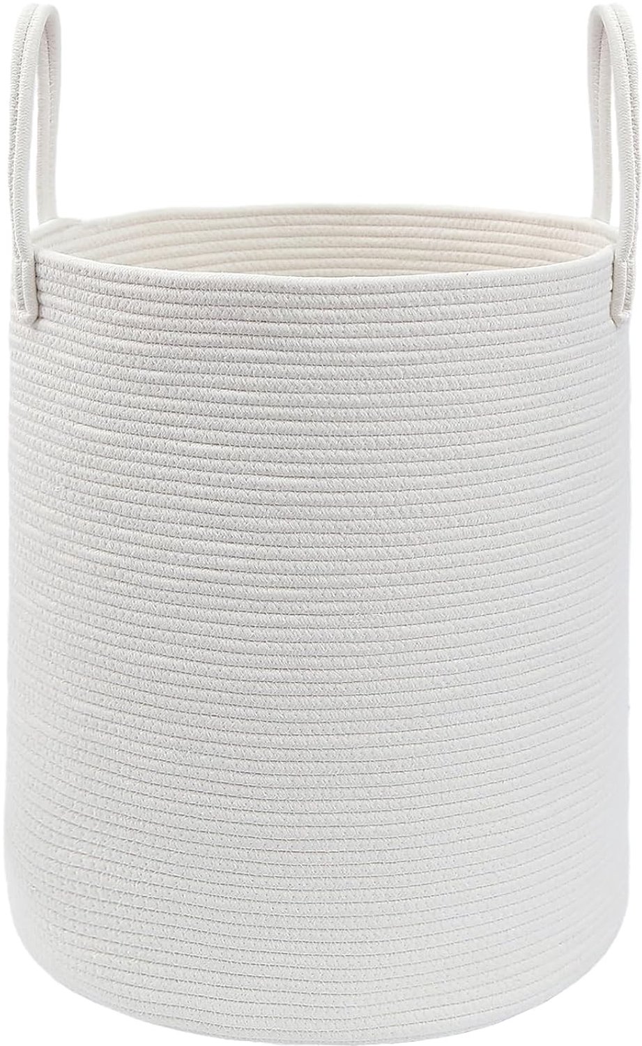 60L Katoenen touw wasmand - wit - opvouwbare opbergmand voor wasgoed en dekens