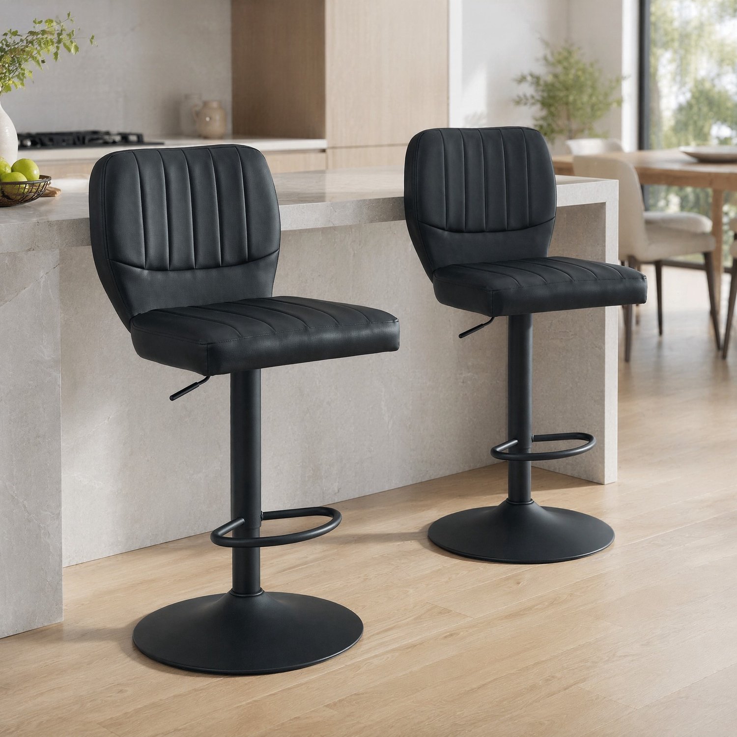 CHICFURN Barkruk - Set van 2 - Hoogte verstelbaar - Draaibaar - Zwart