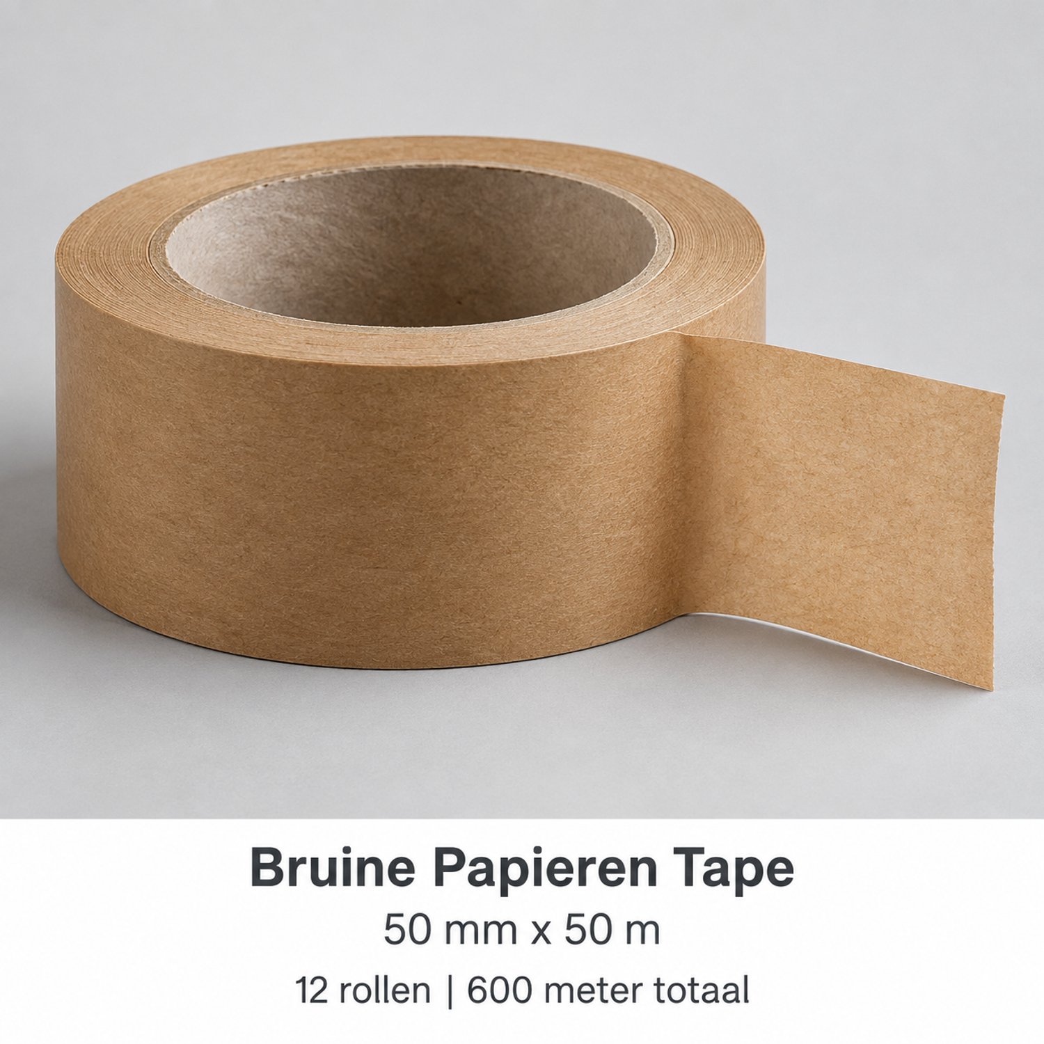 Bruine Papieren Verpakkingstape - 50 mm x 50 m - 12 Rollen