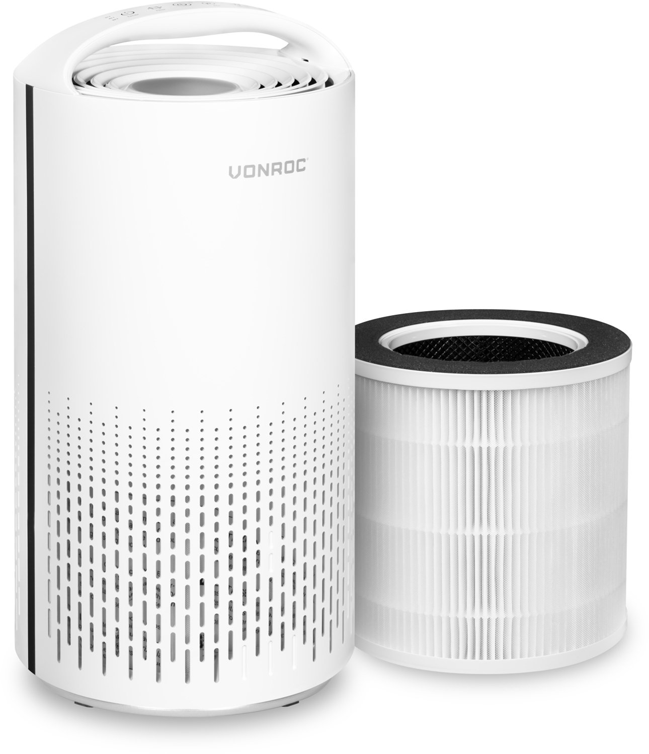 VONROC Luchtreiniger – 3-traps filter met HEPA – CADR 200 m³/u – wifi & app-bediening – voor ruimtes tot 25 m² – Wit