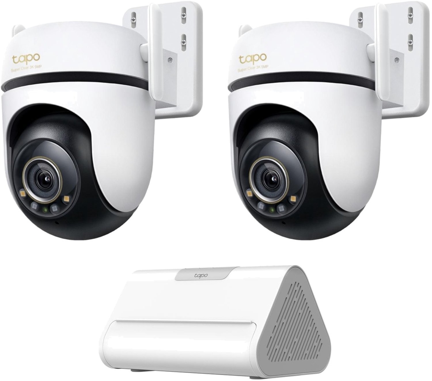 Tapo C530WS Beveiligingscamera Buiten 2-pack + H500 CentralHub - Bundelvoordeel - 3K 5MP - 360° Draaibaar - Starlight Kleur Nachtzicht - Lokale Opslag tot 16TB - Geen Abonnement - 30m Nachtzicht - IP66 Weerbestendig - Automatisch Volgen - 12x Zoom