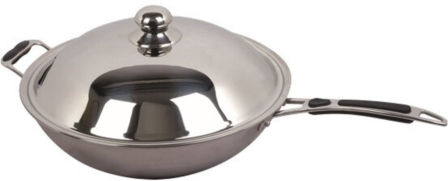 Wokpan, 36 cm, Bolle Onderkant voor Inductie, Combisteel 7020.0140 - Horeca & Professioneel