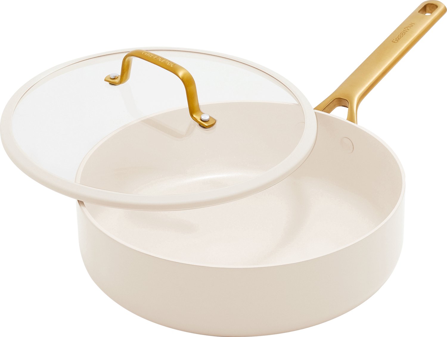 GreenPan Reserve Hapjespan 24cm - 3.65L - PFAS-vrije antiaanbaklaag - Hapjespan inductie - Keramische pan - Ovenbestendig tot 200° - Kleurrijk design - Met deksel - Crème