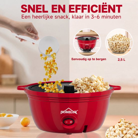 homelux mini popcornmachine - OFP-905-rood — afbeelding 4