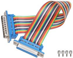 DB25-stekker naar DB25-bus - 8 inch lengte - IDC regenboogkabel - ideaal voor elektronische projecten - ServiceTopper