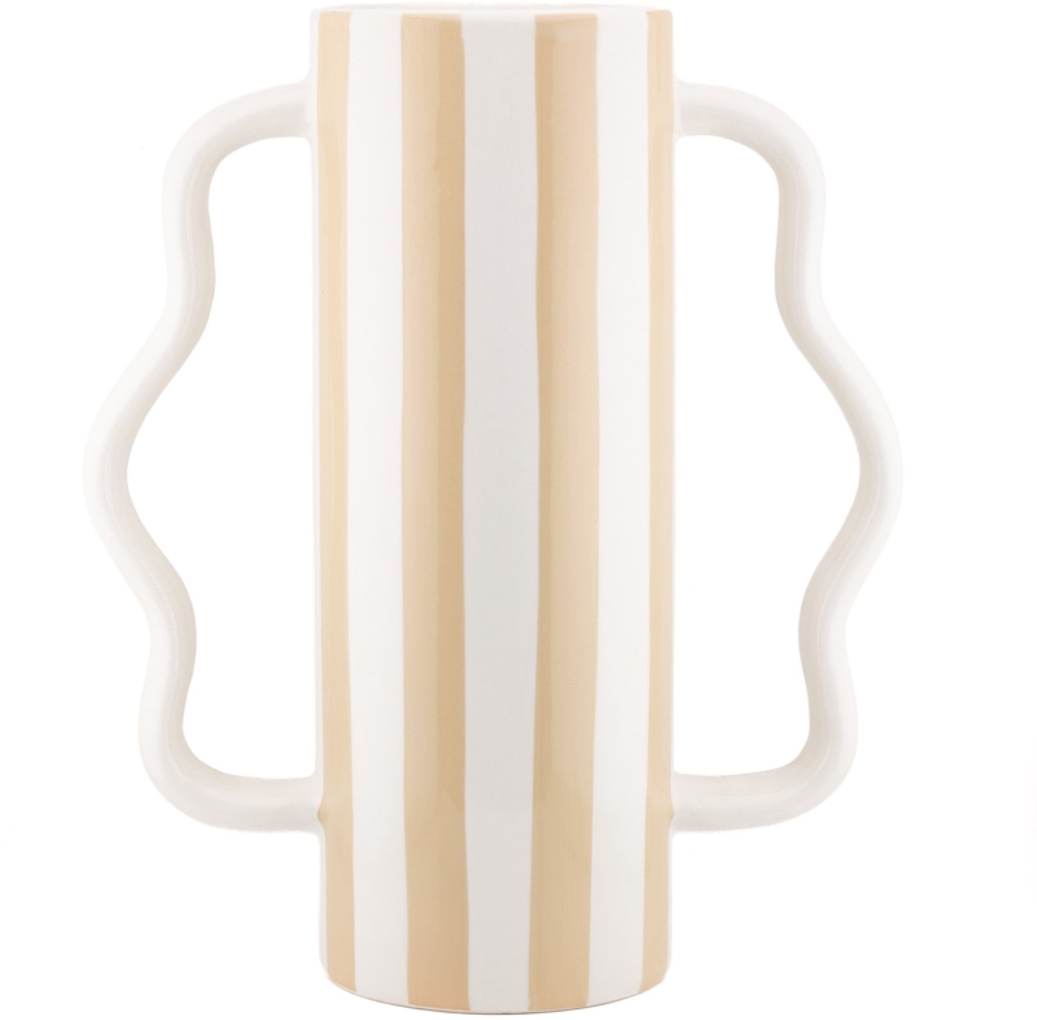 Aardewerk vaas met oren Stripe drab