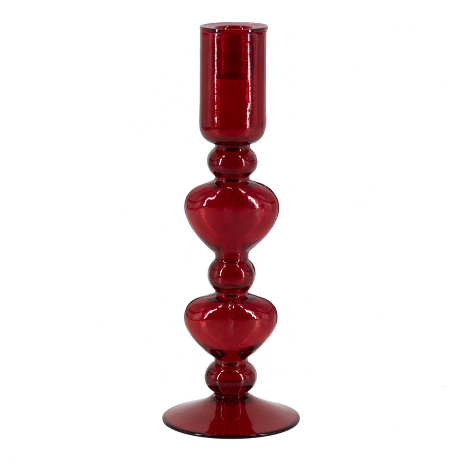 homebound by ky Glazen kaarsenstandaard hartjes rood